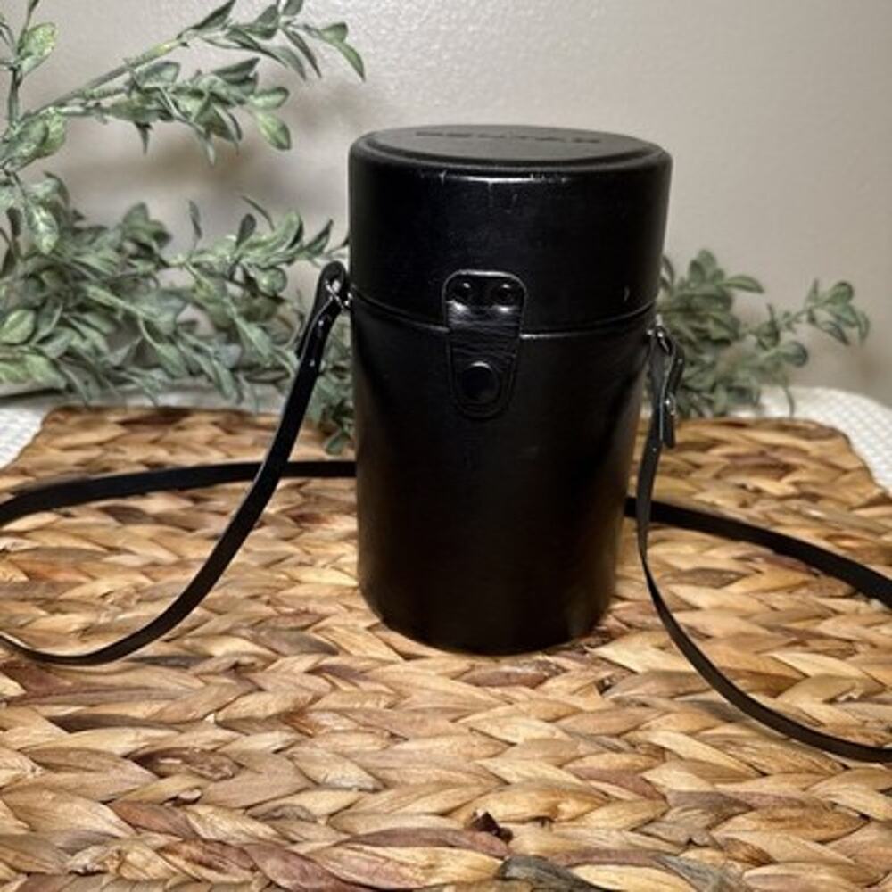 Pentax HE 169 Camera Lens Case Black Felt Lining Snap Closure Strap Japan Vtg